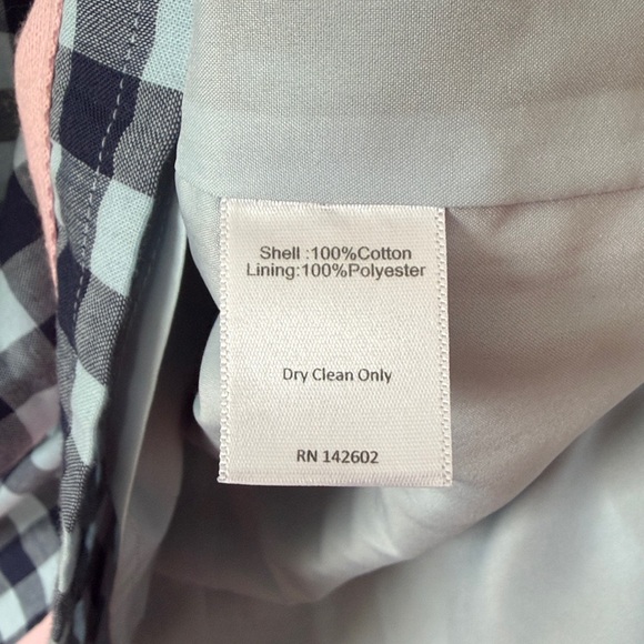 Sail To Sable Gingham Sleeveless Dress Medium Blue Navy Pink Preppy Resort - Picture 7 of 8